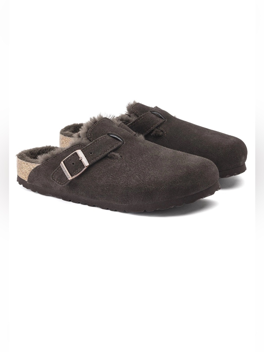NWOB  Suede Shearling Fur-Lined Slip-On Clog - Dark Brown Suede - Picture 2 of 12